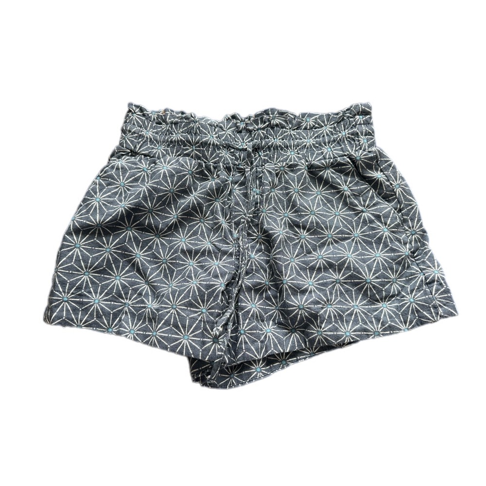 A New Day Women's Geometric Print‎ Paperbag Waist Shorts Size XS Linen Blend